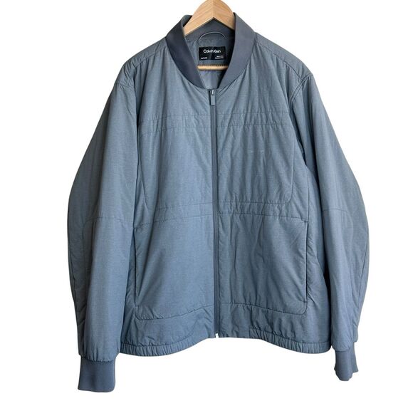 CALVIN KLEIN Bomber Jacket Men's Size XXL Gray Puffer Full Zip Adult Lightweight - Picture 1 of 7